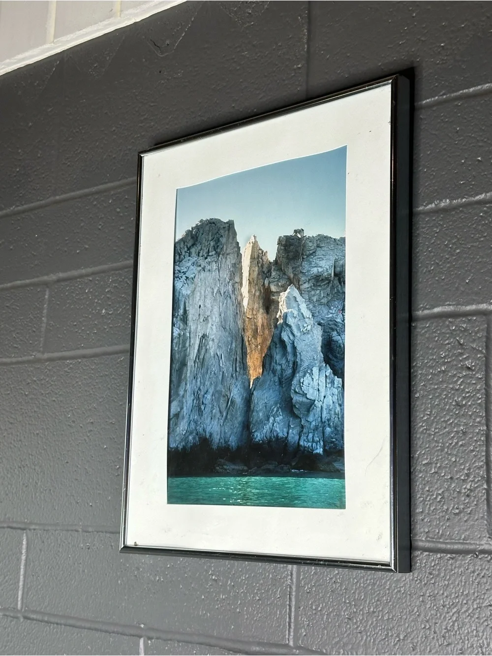 Framed Coastal Landscape Art Print in Silver 14x17.5